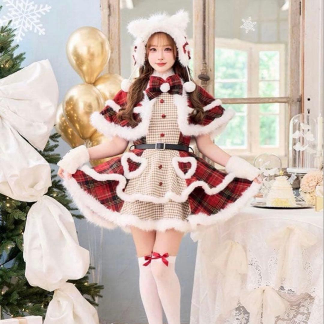 Malymoon ノエルクラシック千鳥キャットサンタ MLサイズ