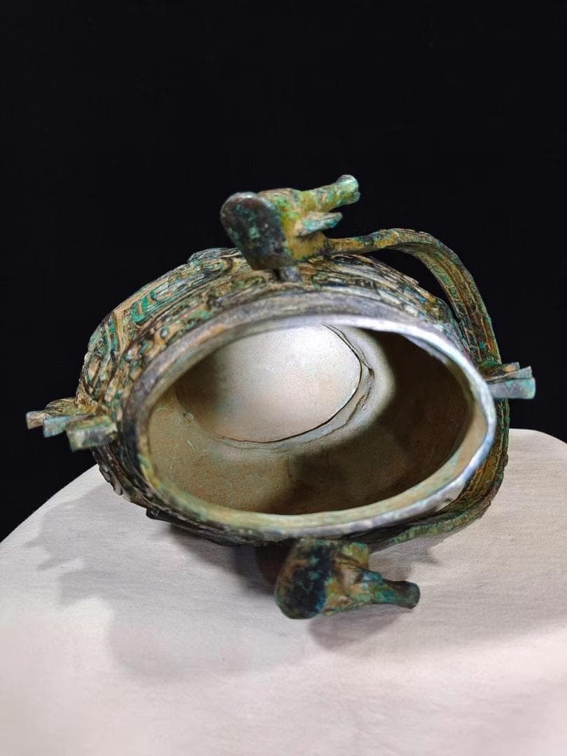 中国古美術品·旧蔵珍品·古青銅器·饕餮紋提梁壺·祭祀礼器·文房置物·風水開運