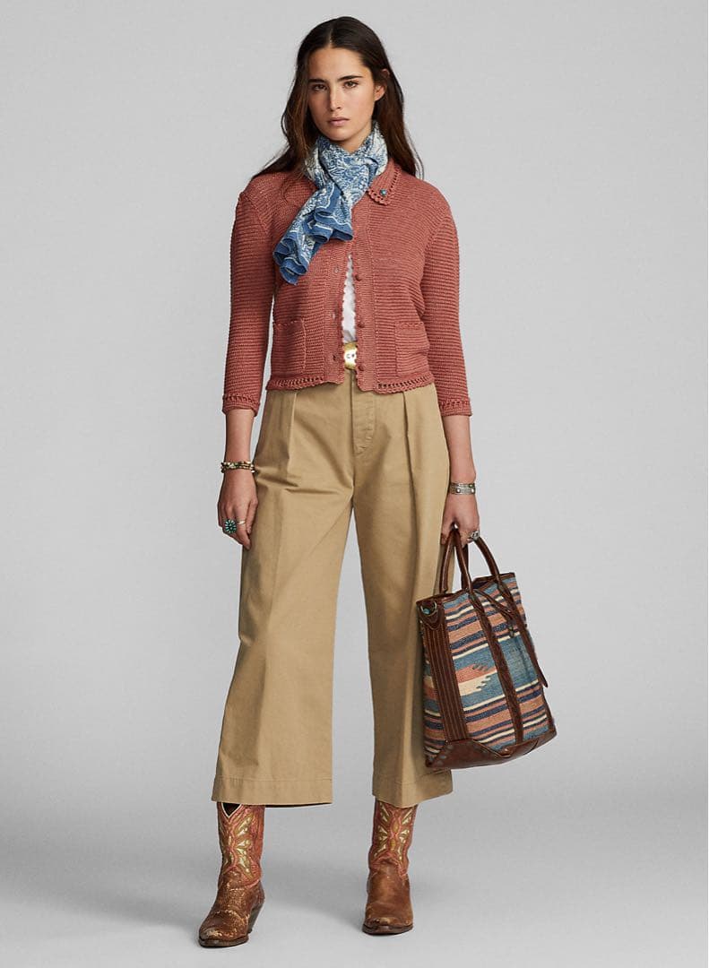 RRL ベージュ コットン ワイドレッグ チノパン