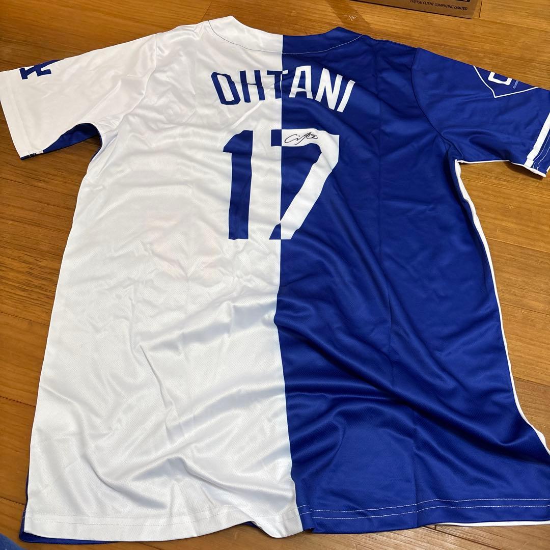 ドジャース 大谷 翔平 ユニフォーム ハーフ ミックス サインプリント #17