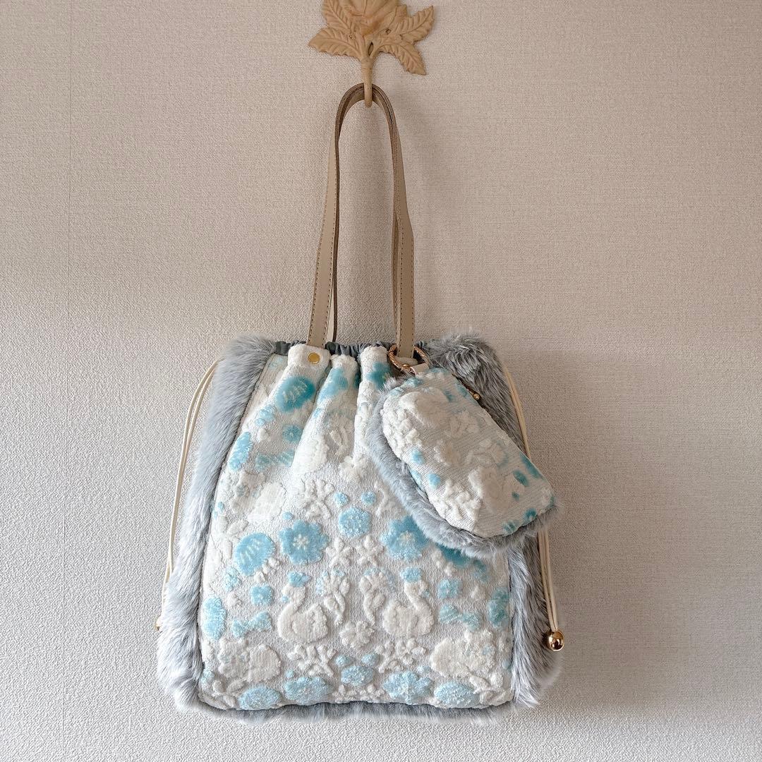 006 ジョリーフルール もふもふノスタルジア 巾着トートバッグ＆ポーチ