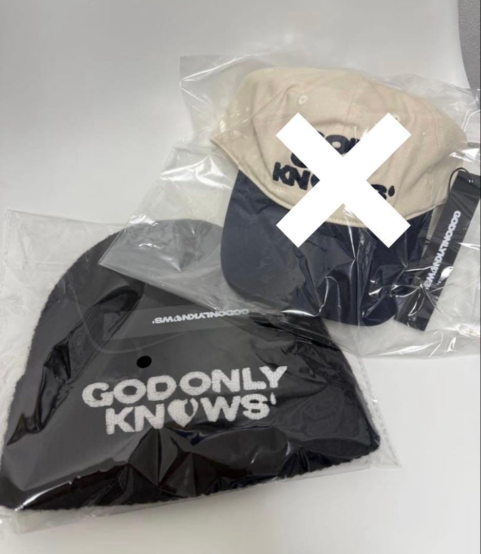 GOD ONLY KNOWS キャップ ベージュ/ネイビー