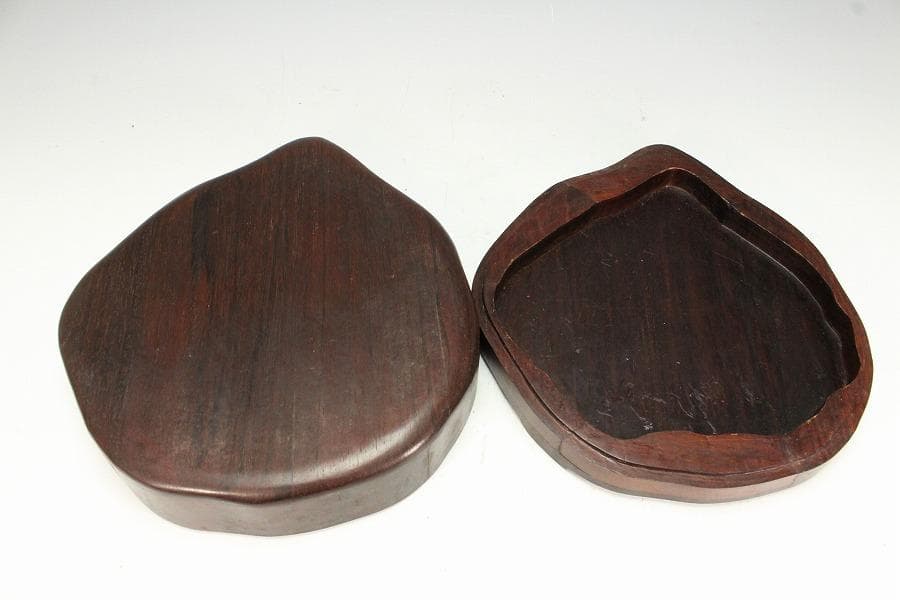 中国美術 硯 蓮 端渓 紫檀箱 文房具(K-LC729)