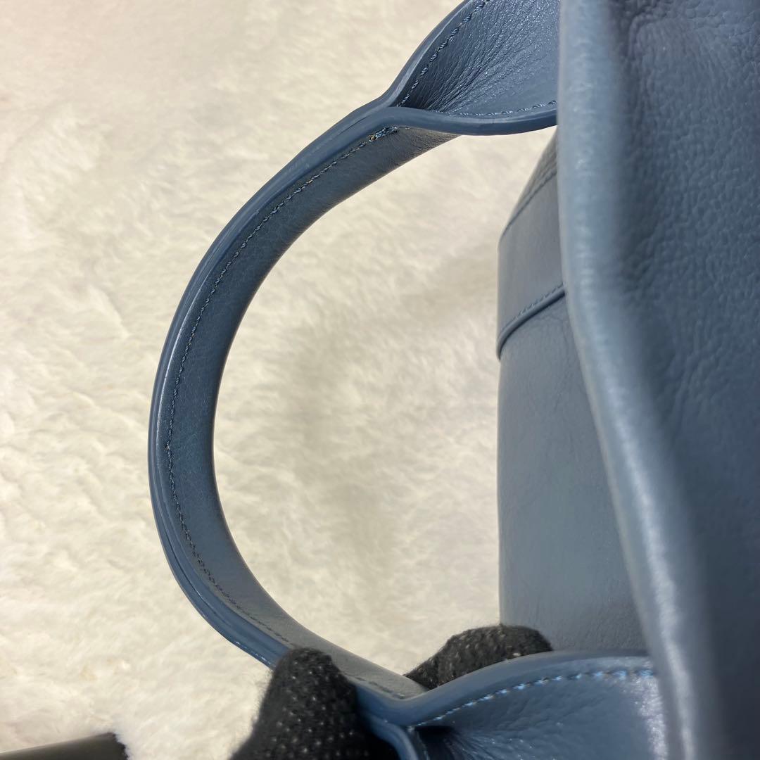 美品✨現行 近年モデル ヒロフ ランポ シボ革 ロゴ刻印 ３室 ハンドバッグ