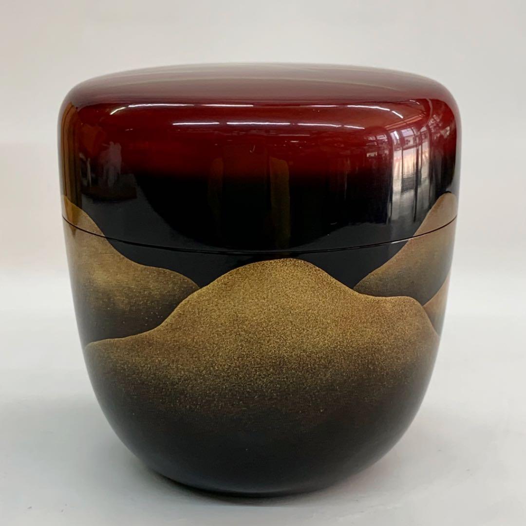 【棗　遠山蒔絵　梨地】新井宗賀　共箱