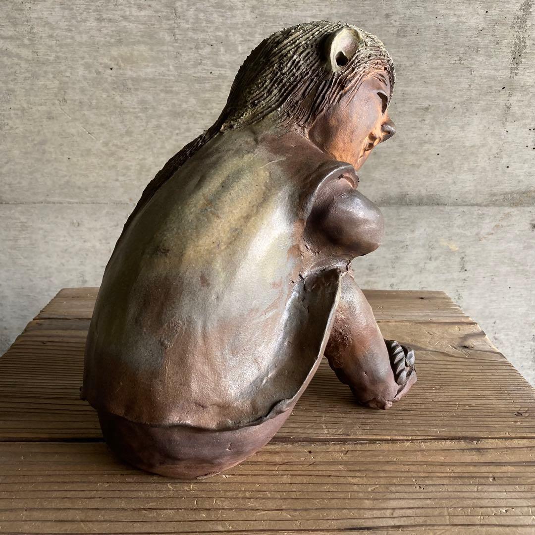 童子 子供 わらべ 像 陶器 陶芸 彫刻 置物 工芸品 和風 オブジェ レトロ