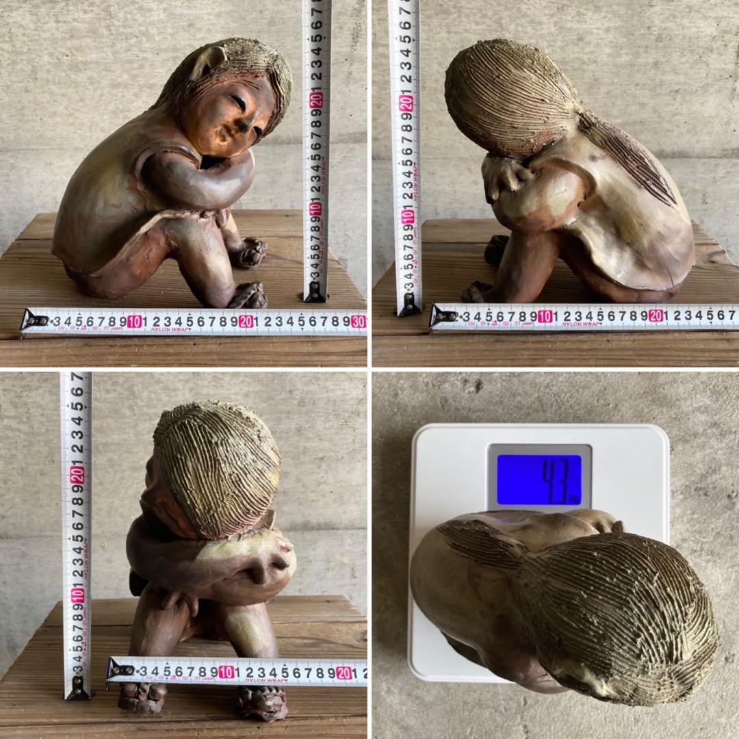 童子 子供 わらべ 像 陶器 陶芸 彫刻 置物 工芸品 和風 オブジェ レトロ
