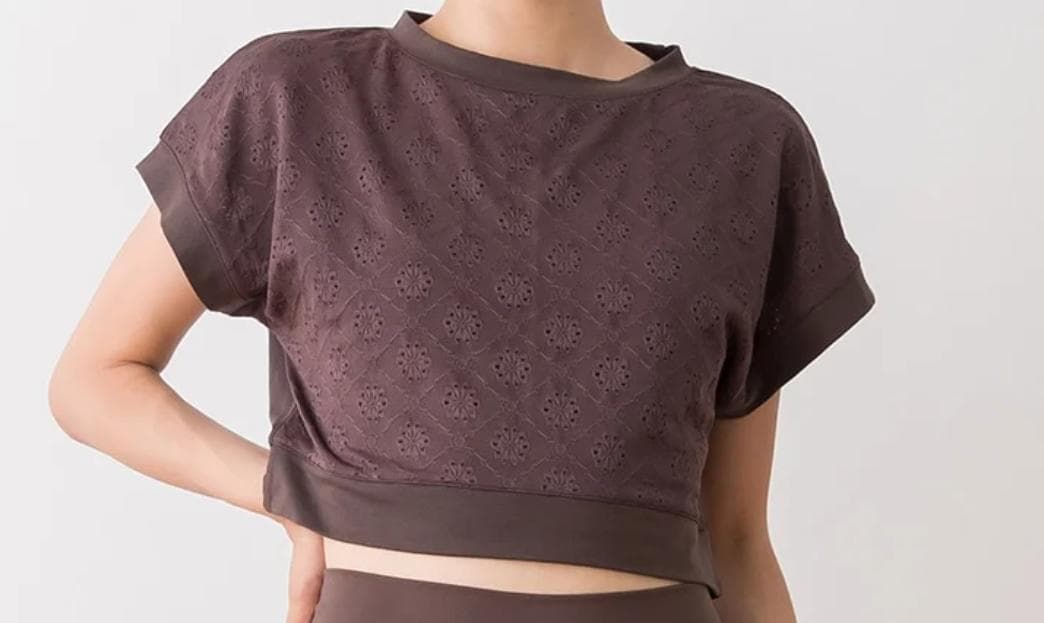 【SUKALA】　ブラトップ付きフラワーレーストップス　ブラウン　M