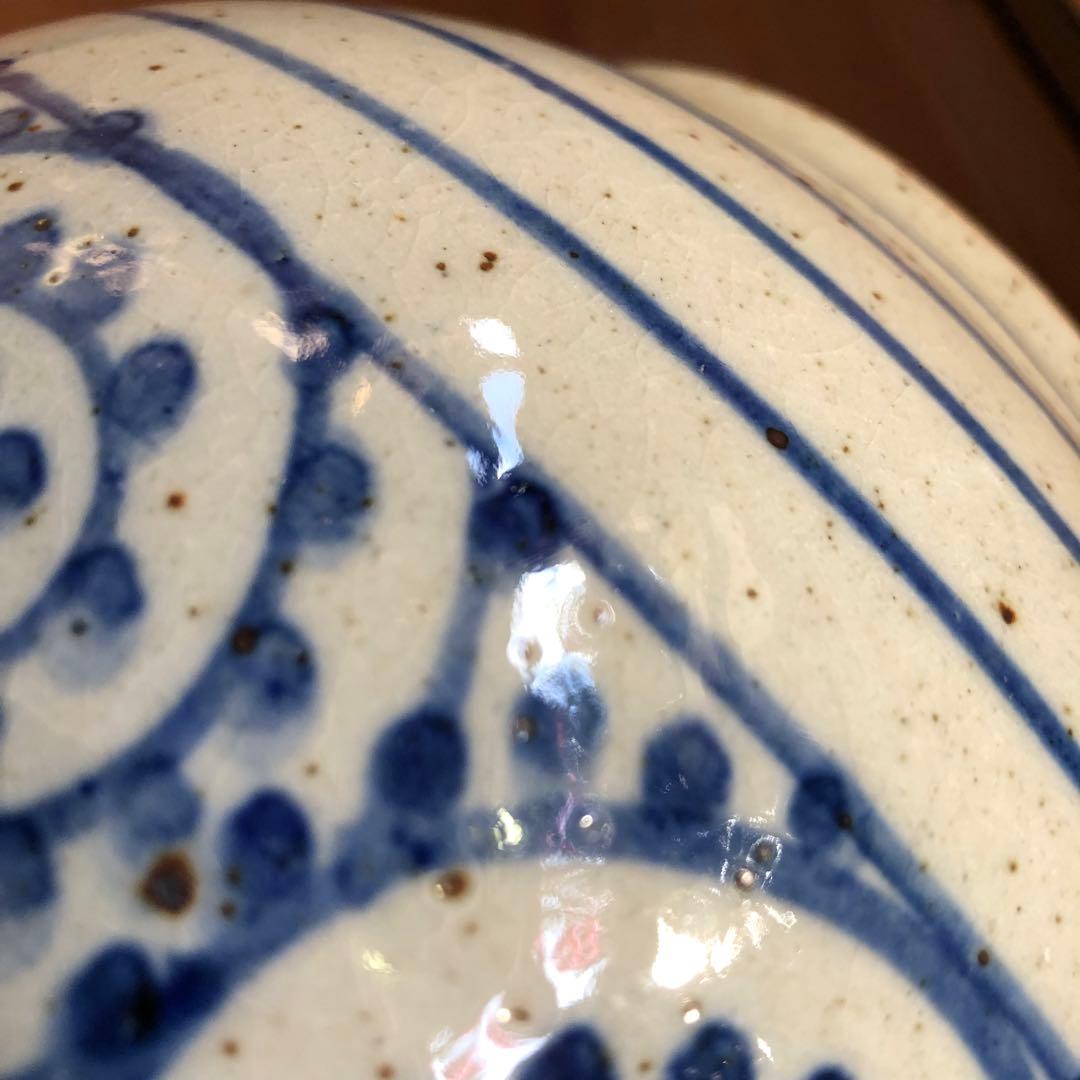 信楽焼 蛸唐草文様 火鉢鉢カバー青い渦巻き柄 日本伝統工芸品