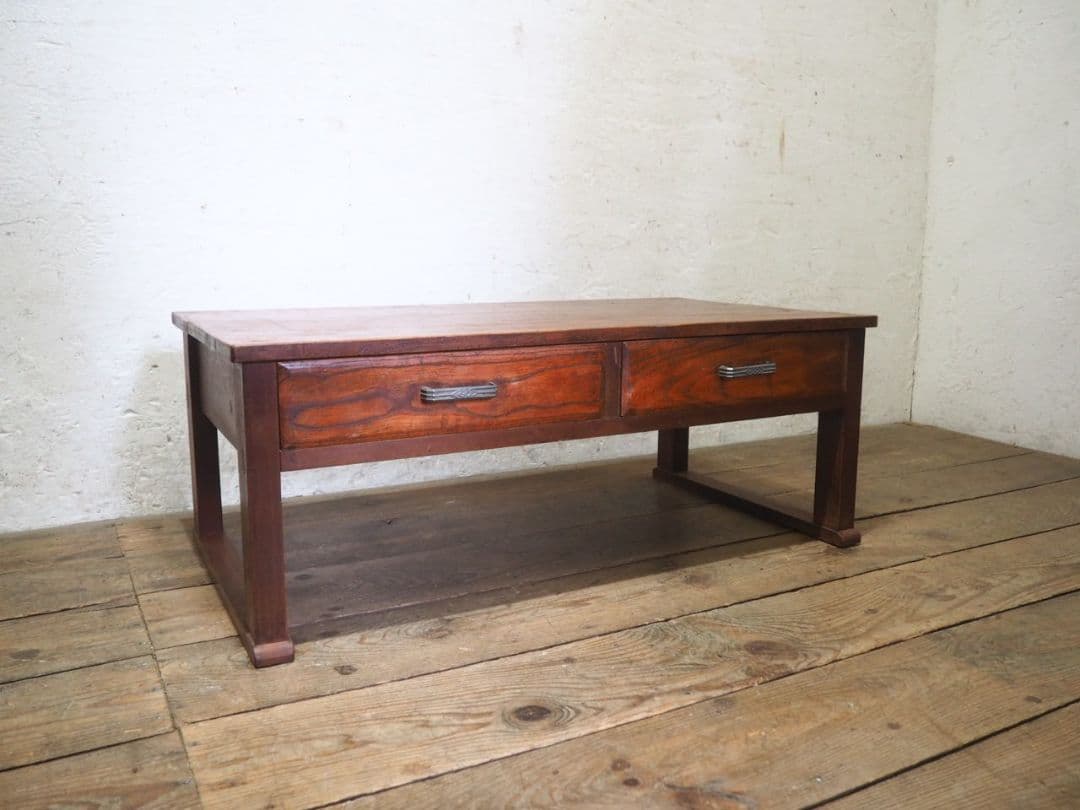 1207 アンティーク　文机　ローテーブル　座卓　ちゃぶ台 レトロ　展示台　引出