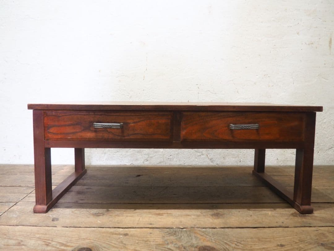 1207 アンティーク　文机　ローテーブル　座卓　ちゃぶ台 レトロ　展示台　引出