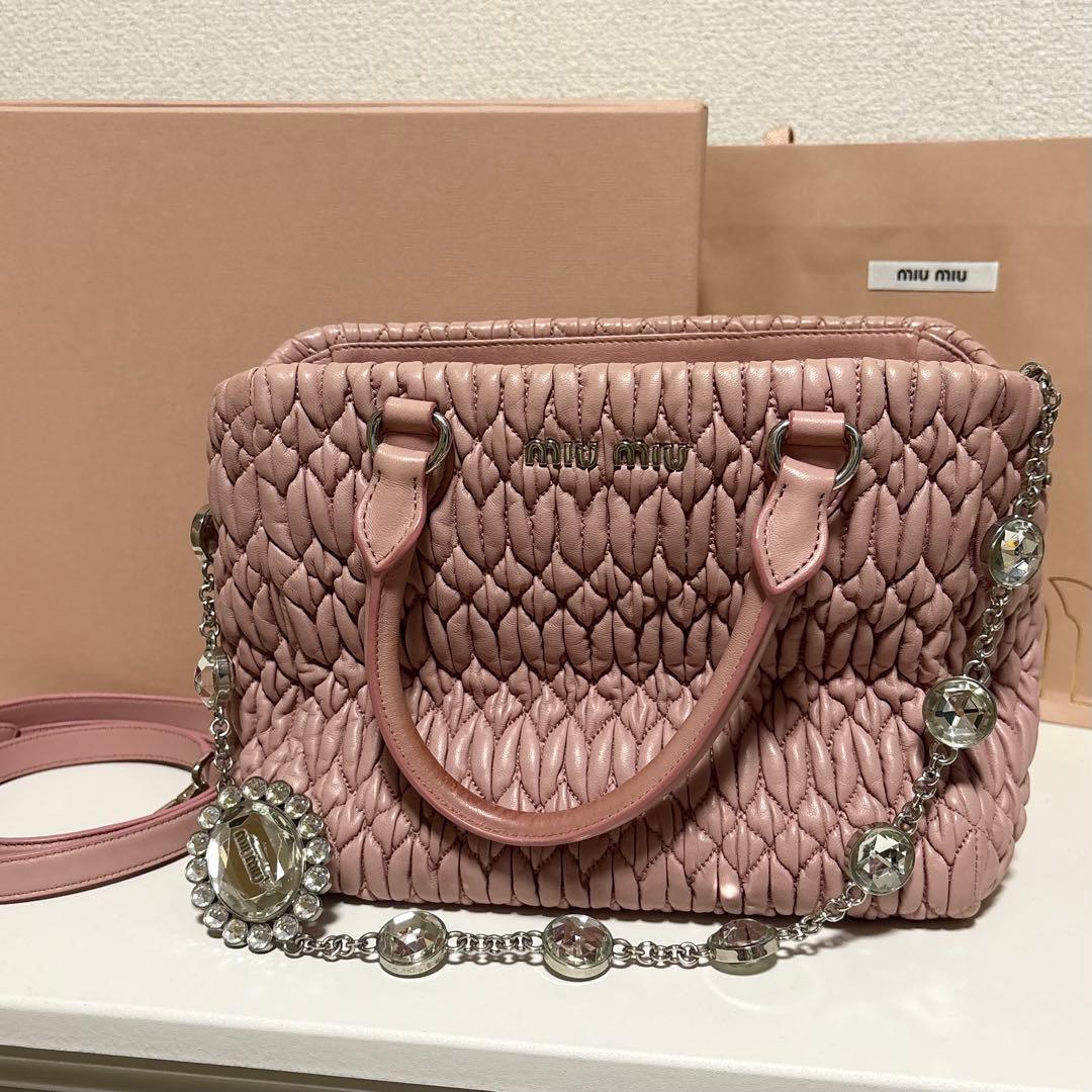 miumiu ナッパクリスタル バッグ ピンク