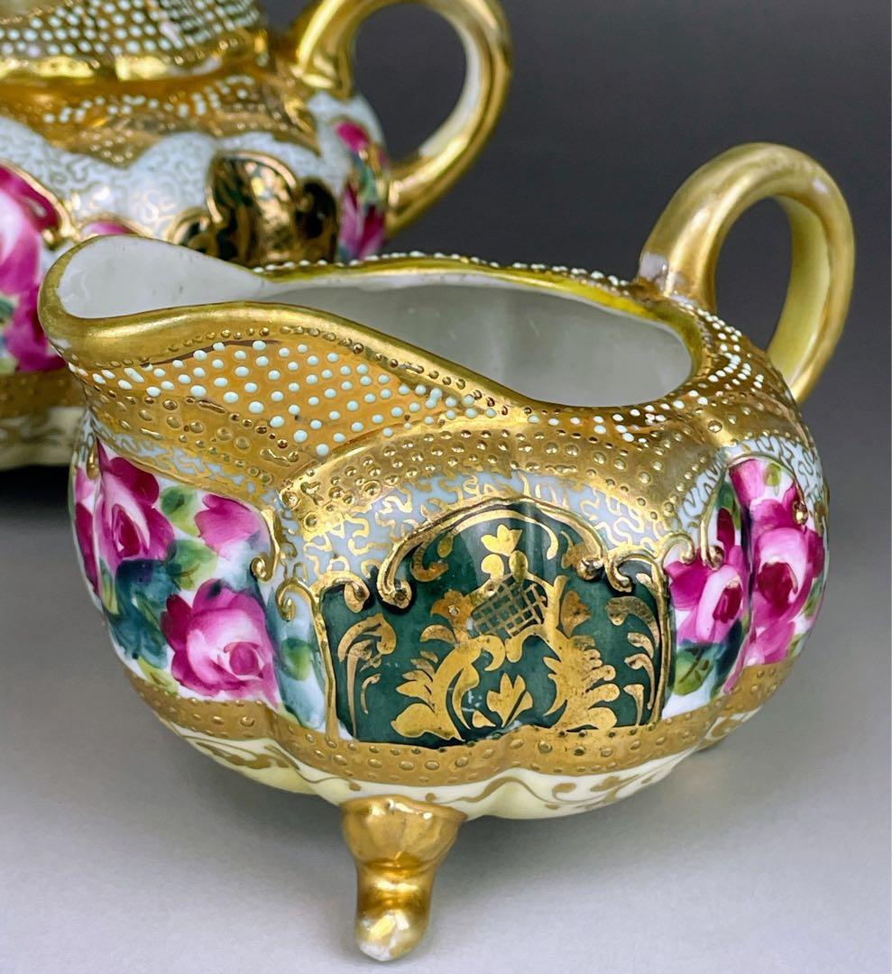 【専用】オールドノリタケ 薔薇紋 ビード盛り シュガーボウル クリーマー