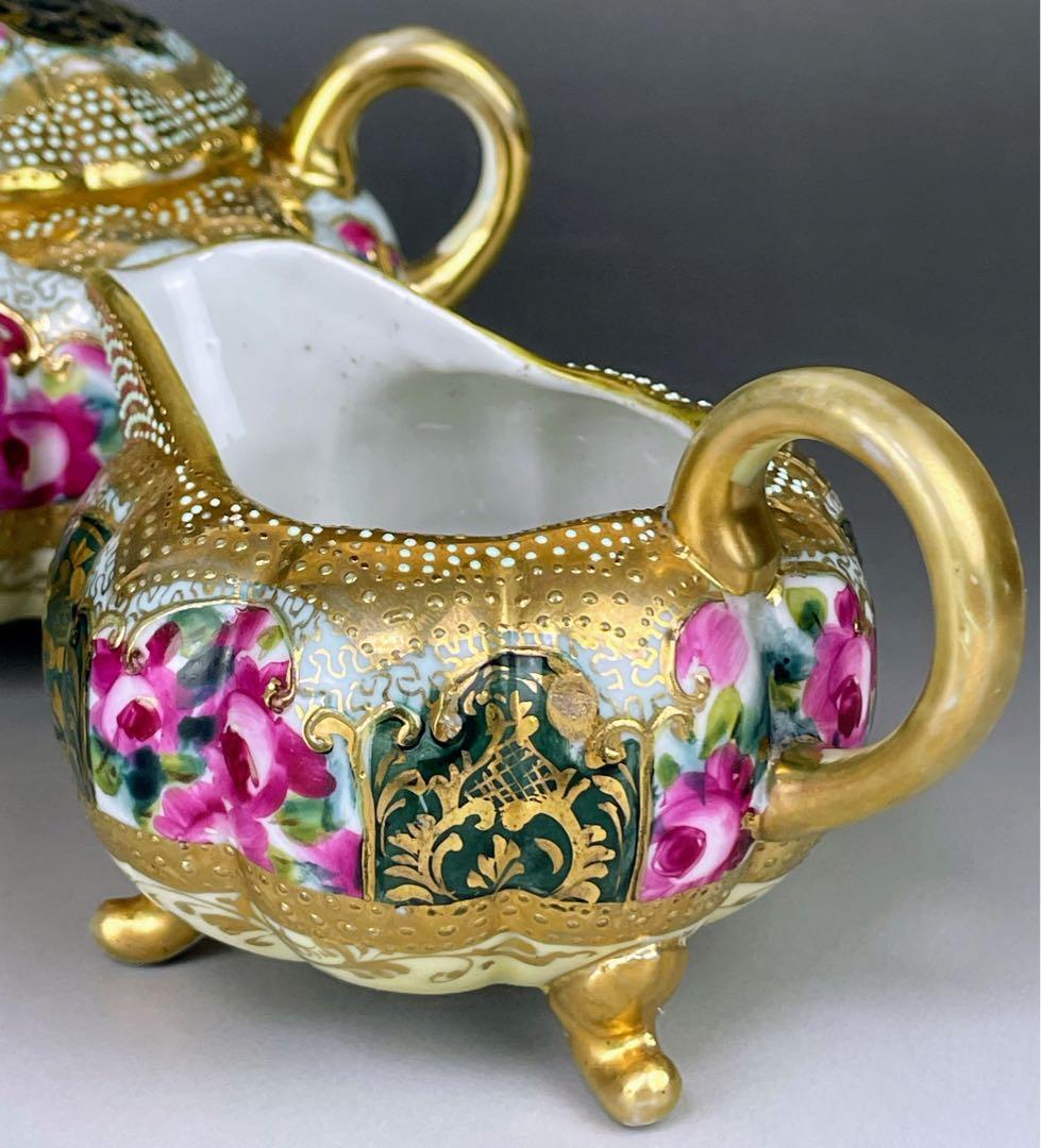 【専用】オールドノリタケ 薔薇紋 ビード盛り シュガーボウル クリーマー