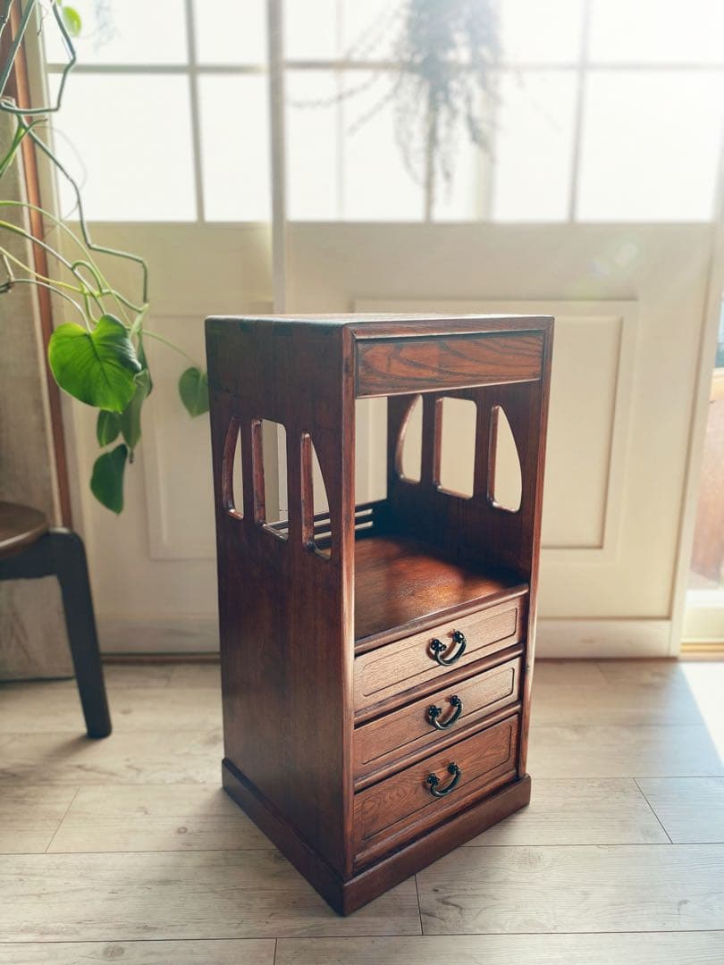 アンティーク　本棚　ケヤキ　箪笥　インテリア　昭和　レトロポップ　美品　無垢