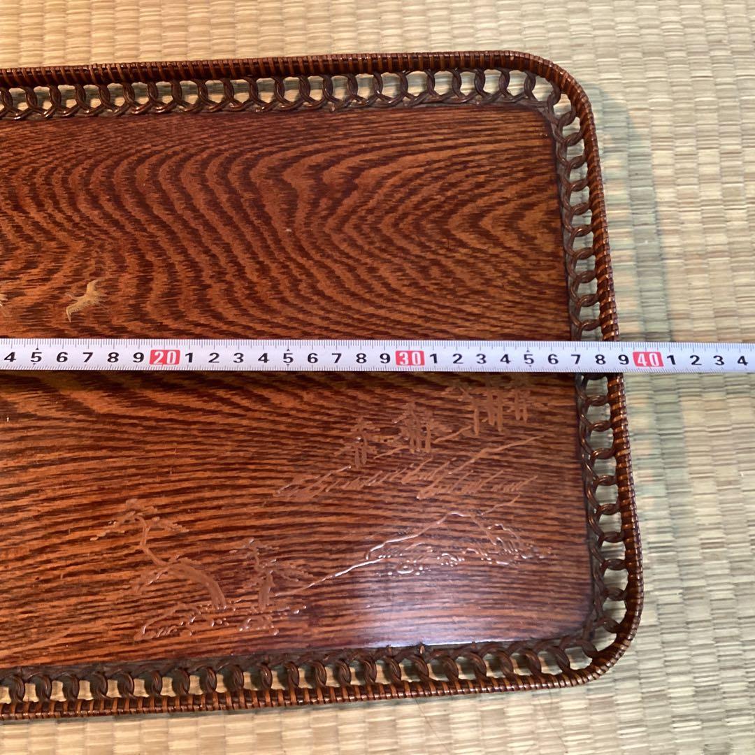 煎茶盆　③ 編み込み縁取り四方盆