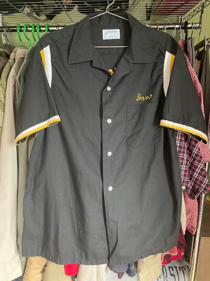 70's HILTON ヒルトン ボウリングシャツ チェーン刺繍 アメカジ