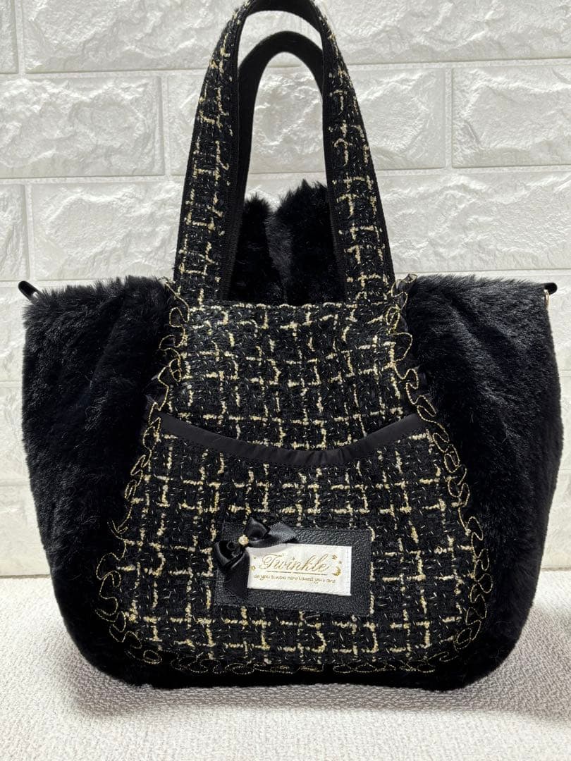 黒*こ様 コヤンイサムチョン　ハンドメイド　ファーバッグ　黒　サンダーちゃん　ツ