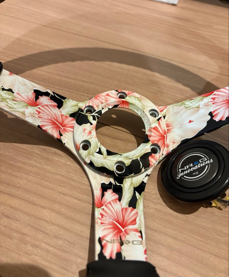 NRG ステアリングホイール フローラル 花柄 Φ35 レザー
