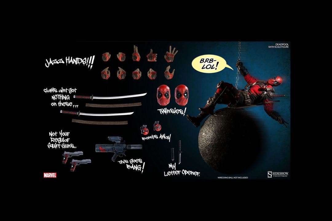 マーベル・コミック　サイドショウ・シックス・スケール　デッドプール　ホットトイズ
