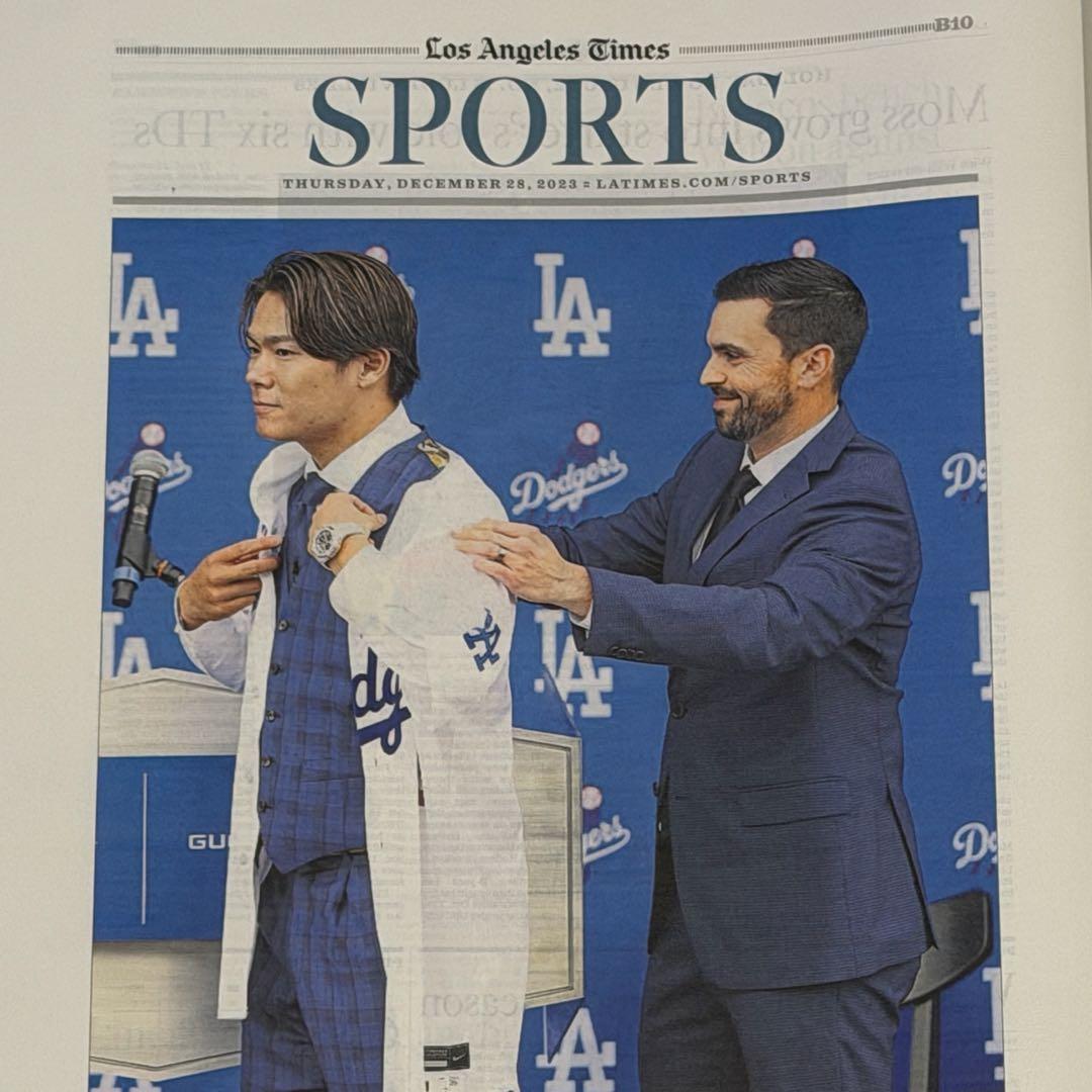 ドジャース 山本由伸 『入団記念号』超激レア ロサンゼルスタイムズ　額縁入②