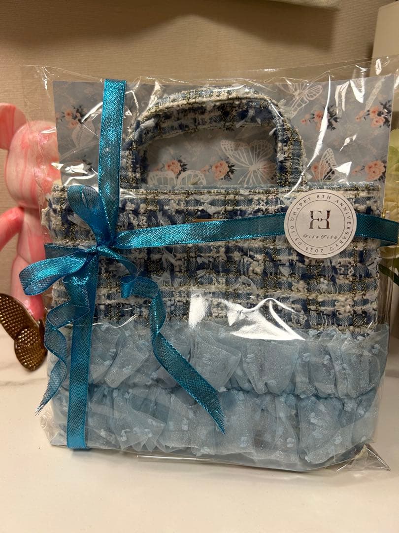 fitafita青系ツイードトートバッグ