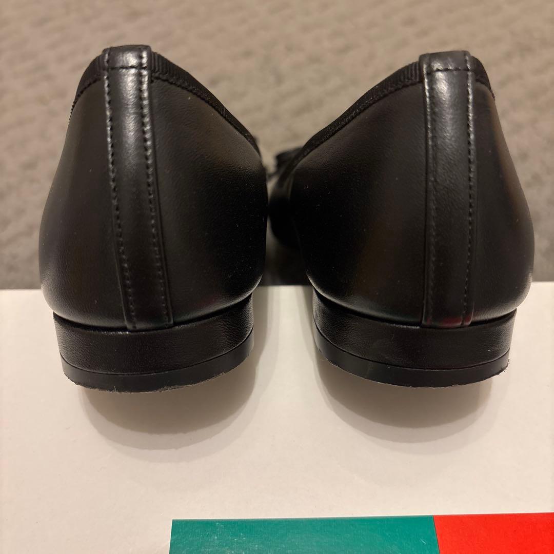 かねまつ　21.5cm AQUA BELL フラットパンプス　黒