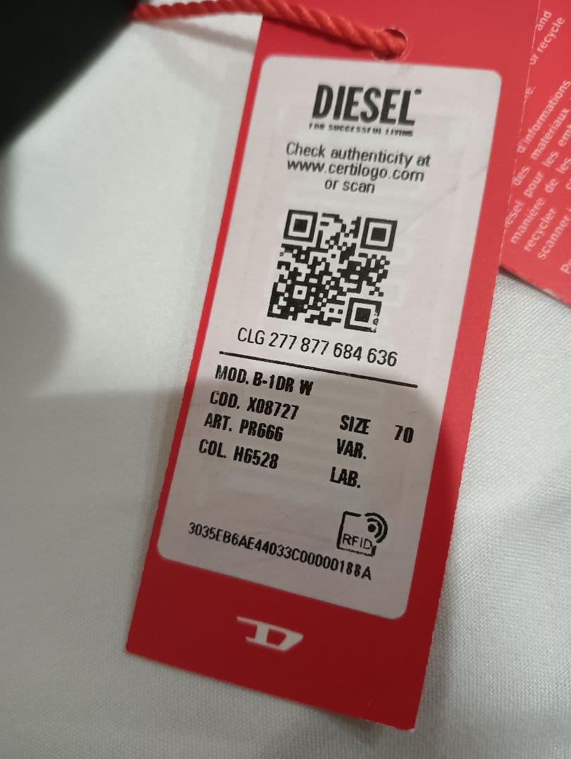 DIESEL ディーゼル ベルト X08727 PR666 ブラック 70サイズ