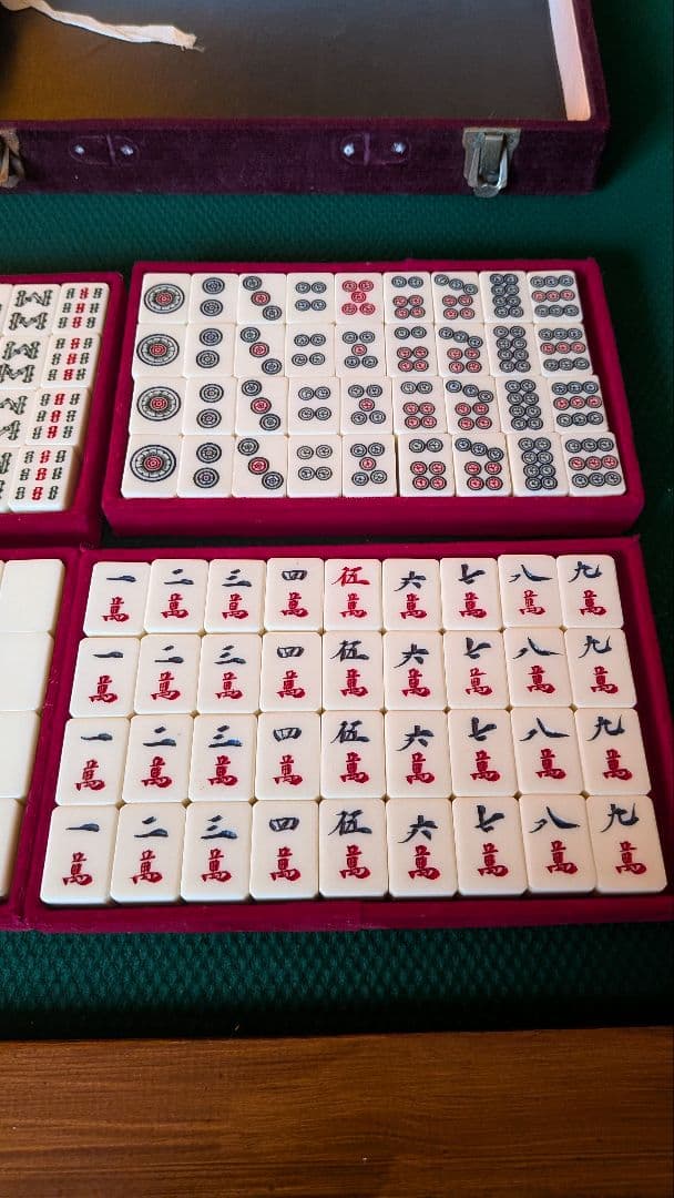 鶴一索　ミズノ丸一　ひまわり　背緑　27mm　＆東京麻雀　竹牌　チップ　セット