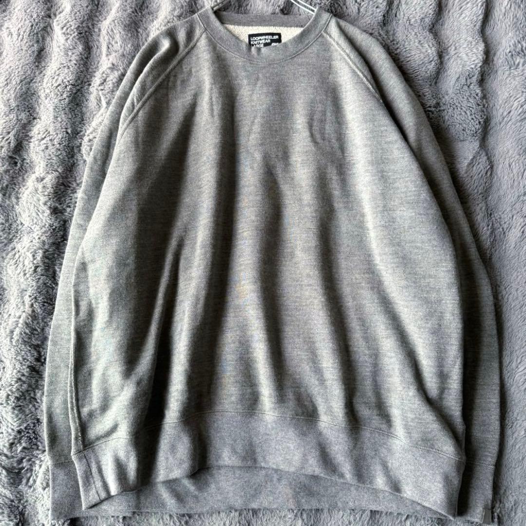 LOOPWHEELER シルク混 グレー Lサイズ ラグランスウェット ツリアミ
