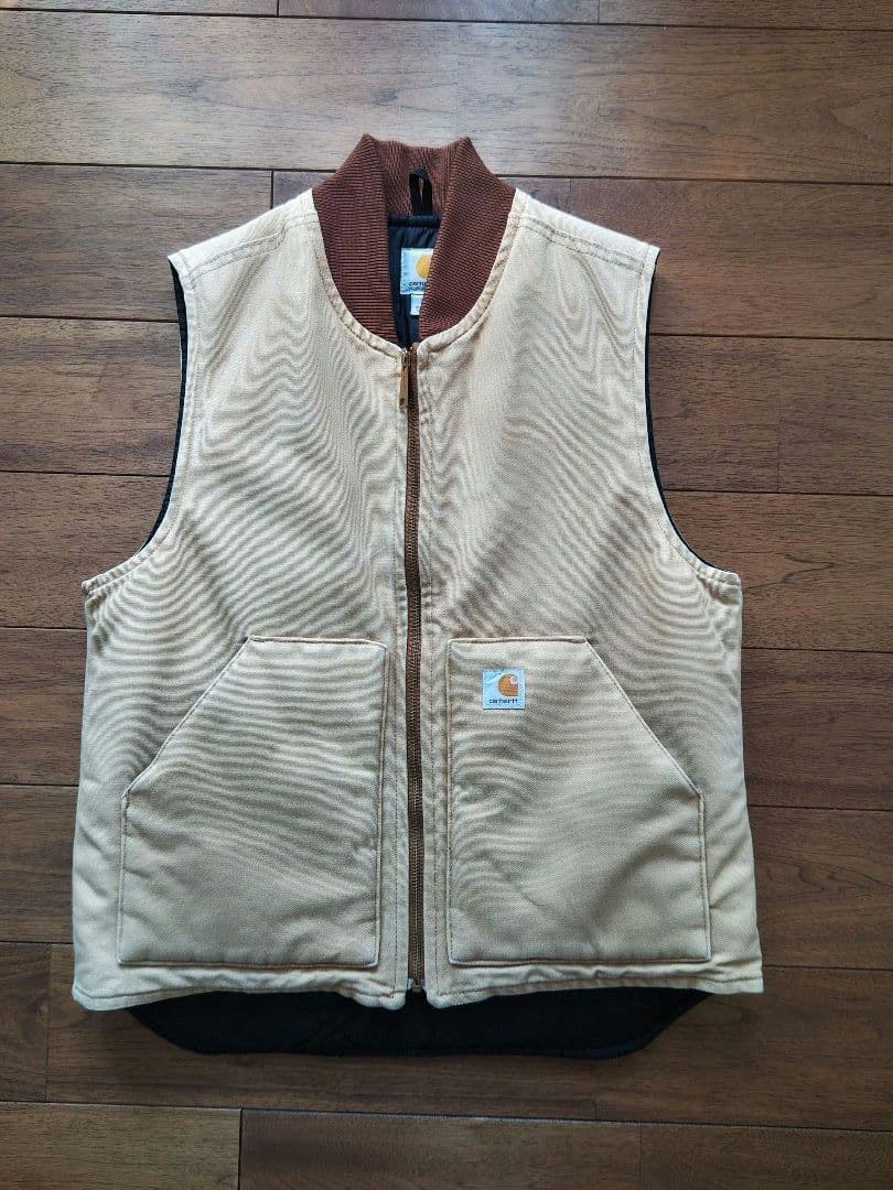 カーハート ダックベスト メキシコ製 ベージュ サイズ:M carhartt