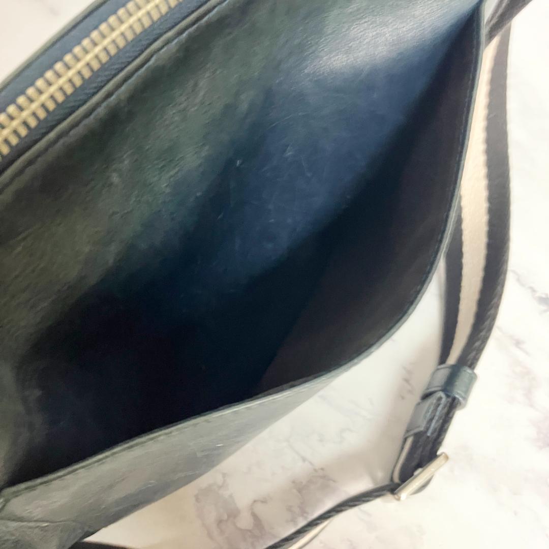 B837【本革】BALLY★ダークグリーン レザー ショルダーバッグ