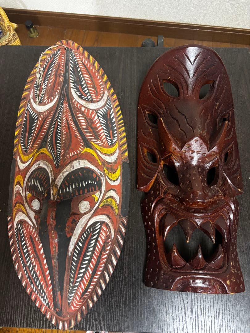 民族仮面 特大 木彫り 仮面 3点セット フィリピン パプアニューギニア 魔除け