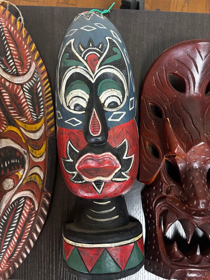 民族仮面 特大 木彫り 仮面 3点セット フィリピン パプアニューギニア 魔除け