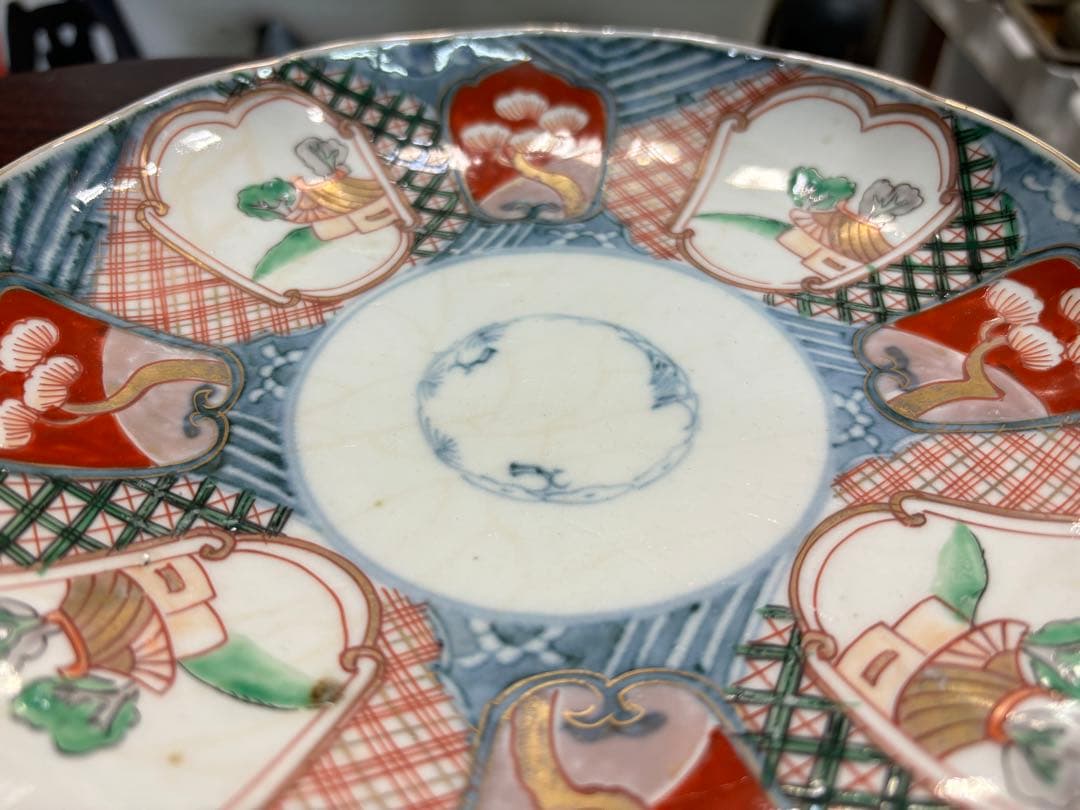 超貴重 江戸後期の頃の物 色鮮やかな花模様の陶器皿5枚セット 超激安