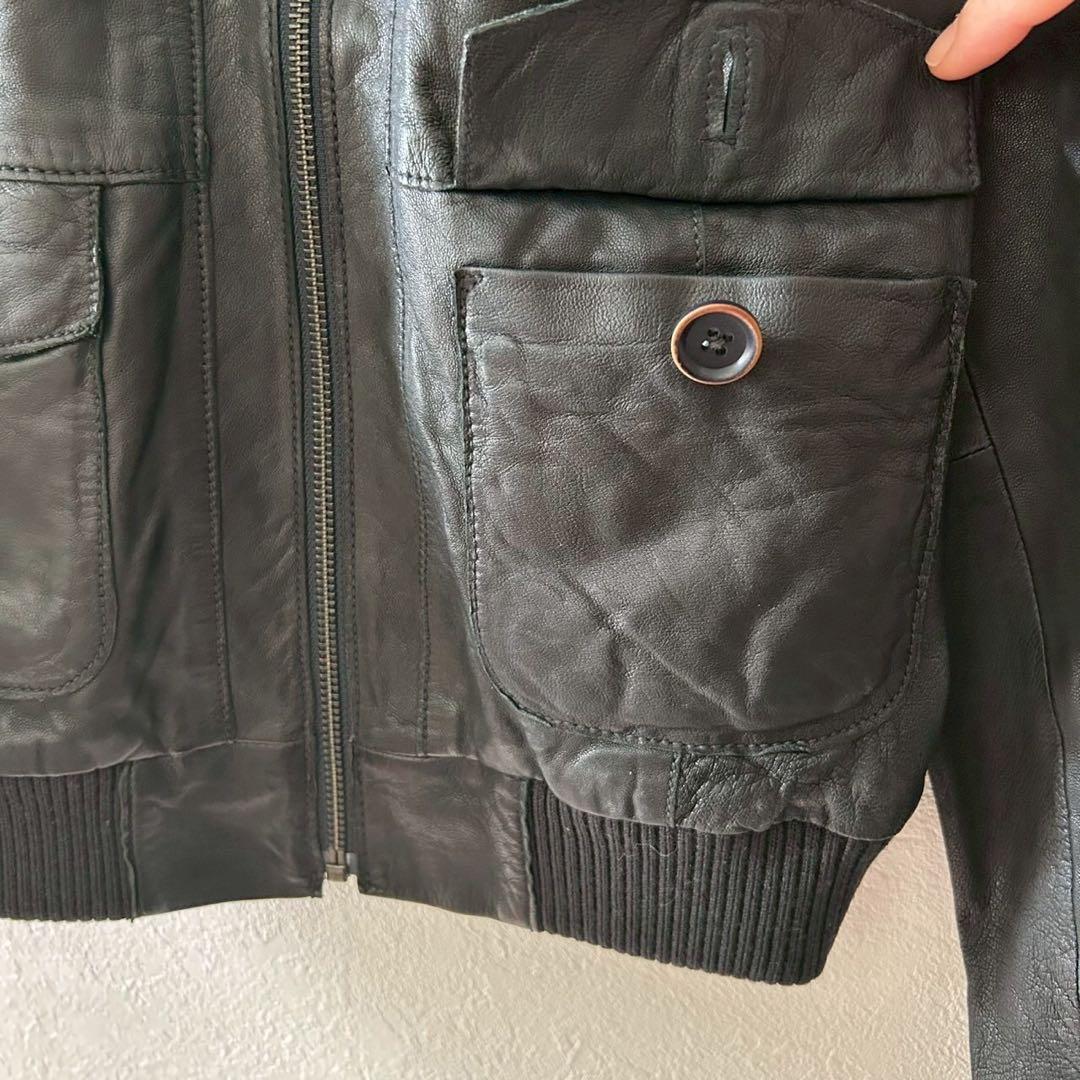 良品【バナナリパブリック】羊革レザージャケット シングルライダース ブルゾン S