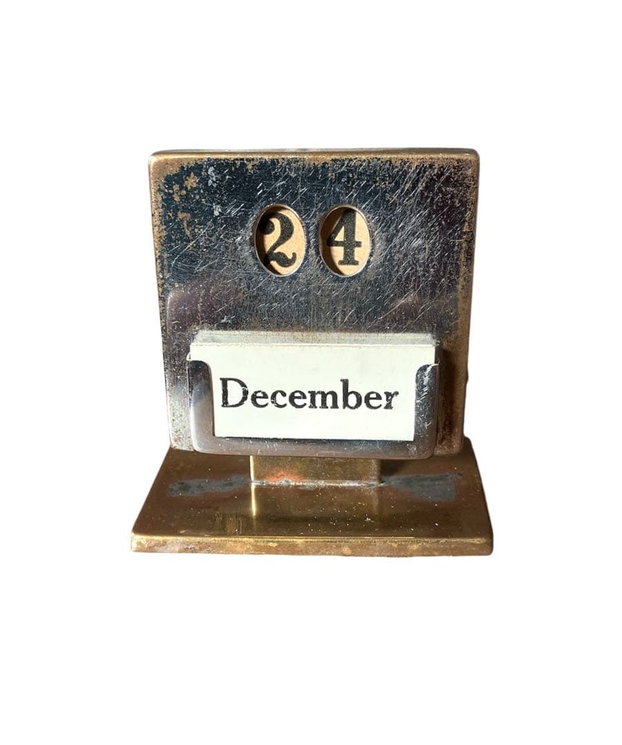 【超希少】アールデコ クロムメッキ卓上永久カレンダー プッシュトップ式