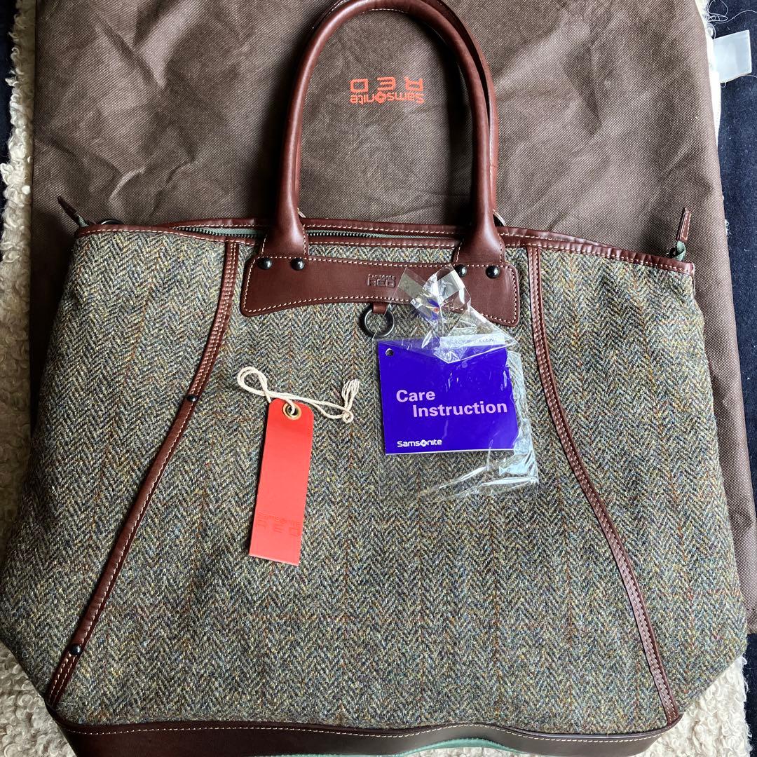 ツイードトートバッグ サムソナイト レッド　Harris&Tweed