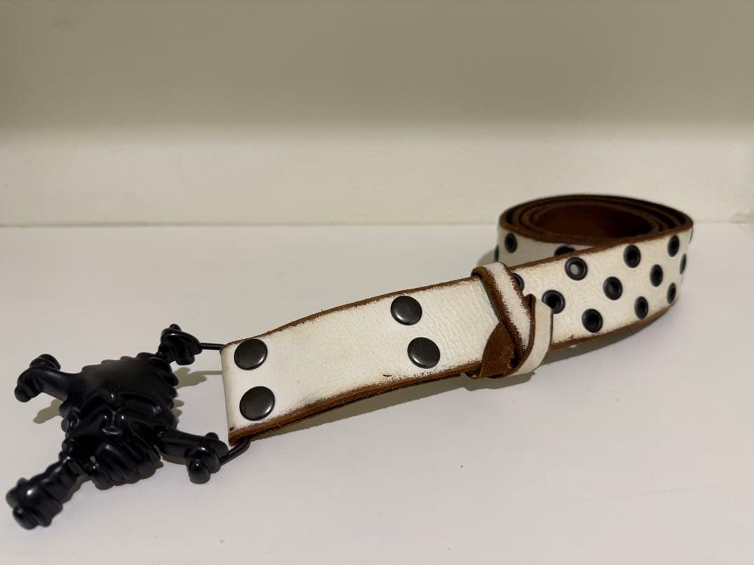 OAKLEY/スカルバックル/ベルト/ホワイトレザー/メンズ