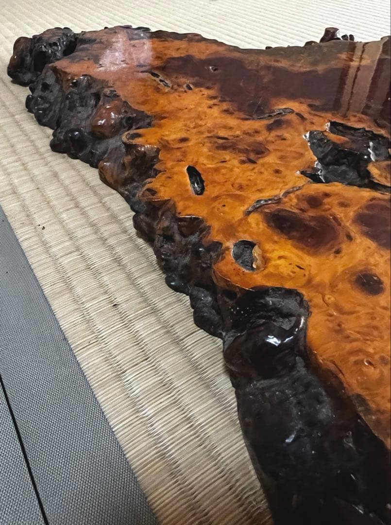 天然時代木 花梨 美玉杢 瘤 花台 香台 盆栽台 平台 肉厚 約80㎝ 7㎏