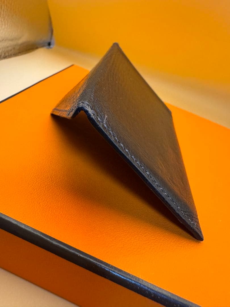 HERMES レザー 封筒型名刺入れブラウン
