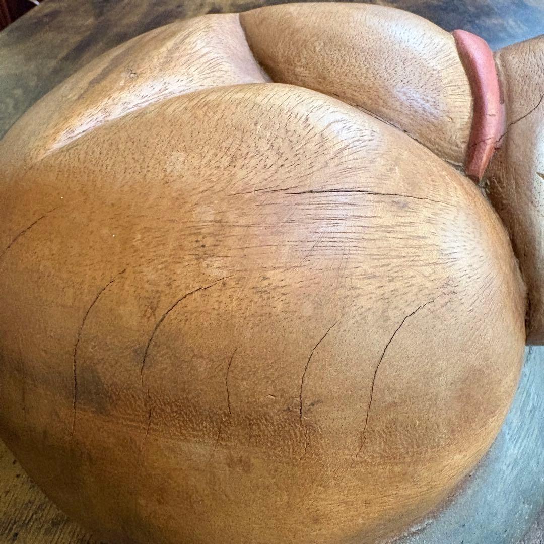 一刀彫 眠りねこ　木彫り猫　等身大　こたつ猫