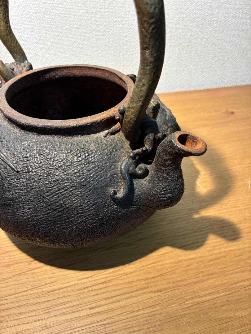 016 【希少】龍文堂 亀文堂 伝統工芸品 鉄瓶 カニ 蟹図