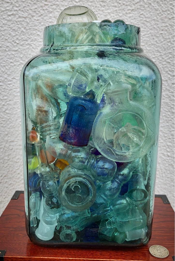 24 レトロ瓶 サンキャッチャー 海苔瓶 いろいろ キラキラ ガラス ビンテージ