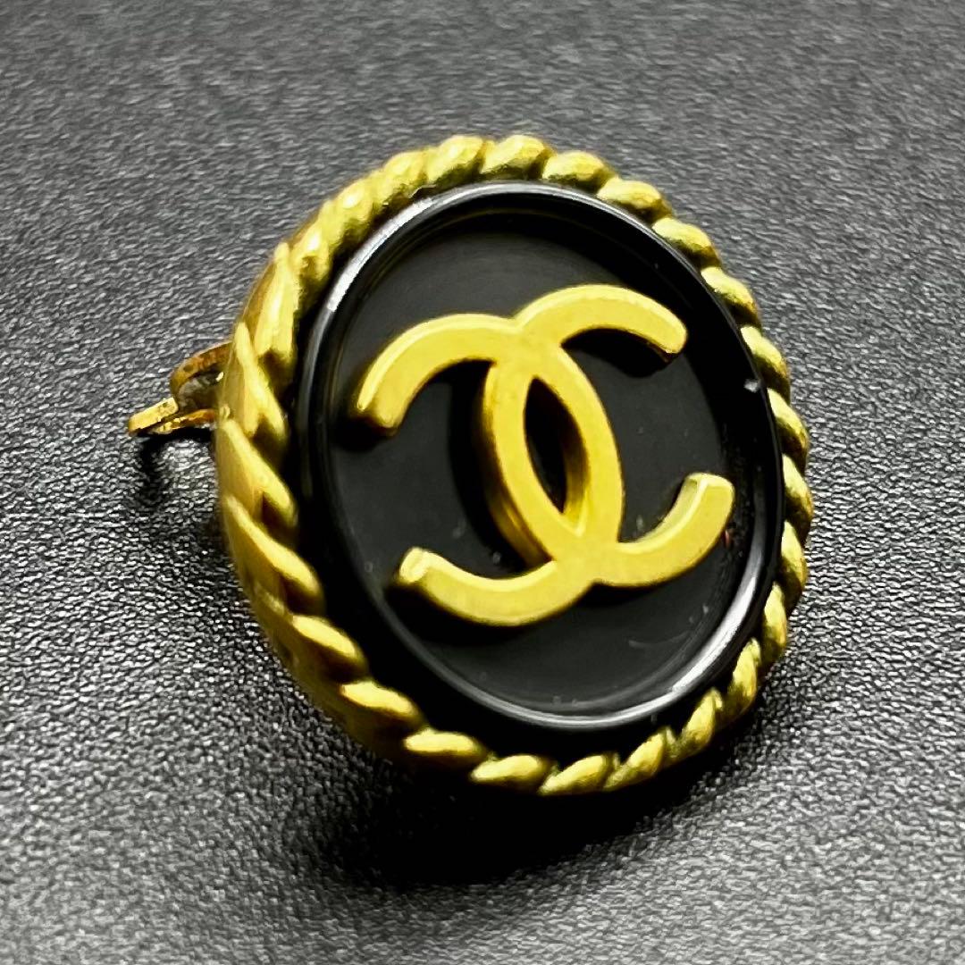 希少 ヴィンテージ 94A シャネル イヤリング ココマーク 金×黒 片耳のみ
