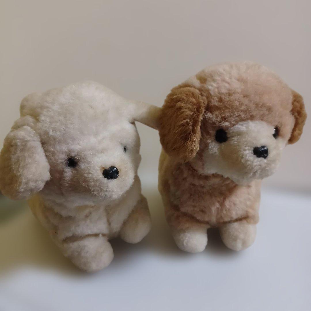 可動式　子犬　ぬいぐるみ　音が鳴る　２つセット　昭和レトロ　当時物