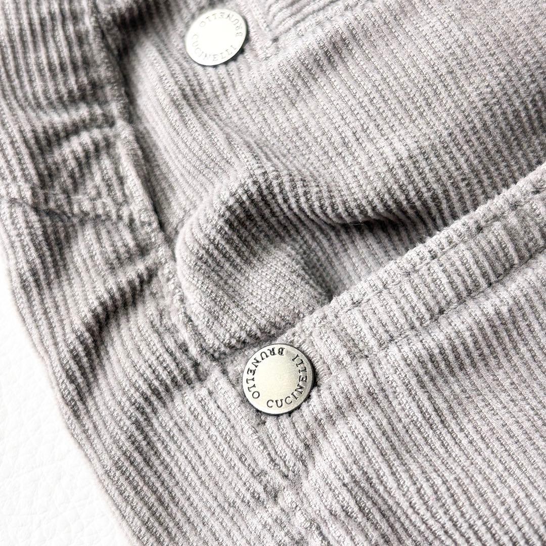 3263【美品】ブルネロクチネリ　コーデュロイパンツ　グレー　M