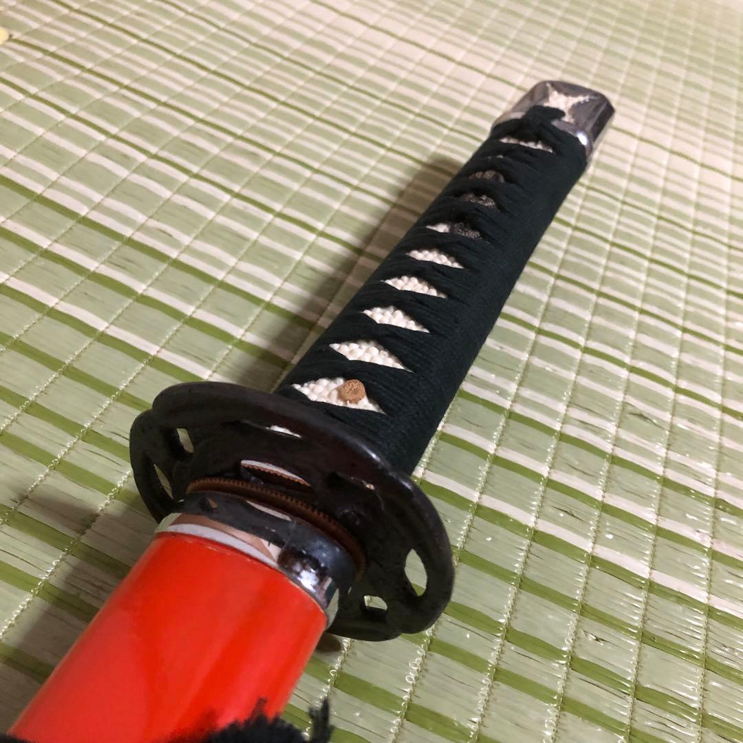 模造刀　模擬刀　武士　侍　伝統工芸　剣　ソード小太刀　鞘　鍔　大衆演劇　赤　朱色