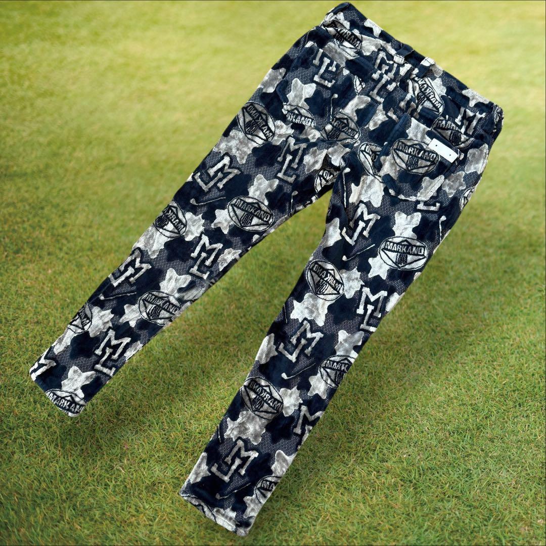 秋冬モデル　防寒　起毛　マークアンドロナ　パンツ　M〜L相当 総柄　紺　ネイビー