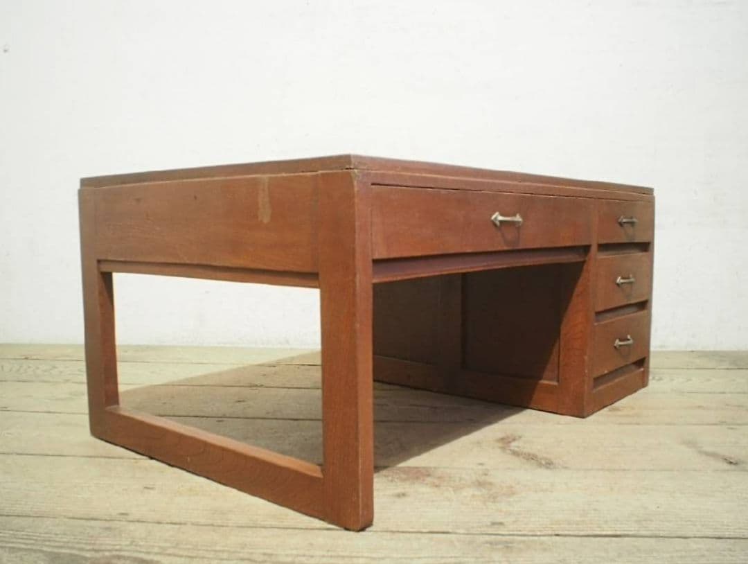 1040 ヴィンテージ　ロータイプの片袖机　文机　ローテーブル　古家具　レトロ